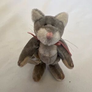 Miniature fuzzy grey cat Boys Bears 3”